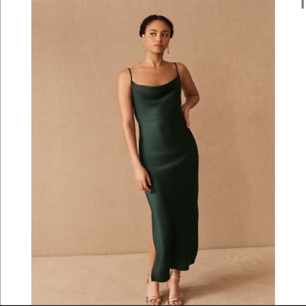 Cali satin charmeuse midi dress.